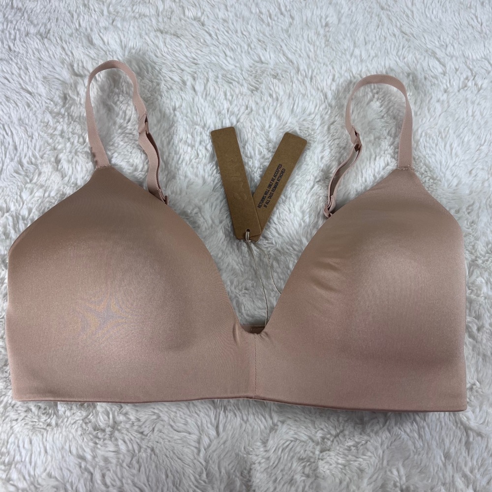 SKIMS Wireless Form Lightly Lined Bra Mica Pink Tan Size 32D BR-WRL-1889 NEW